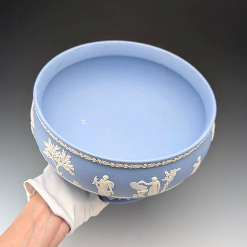 英國復古 Wedgwood Jasperware 脚座大型碗 淺藍色